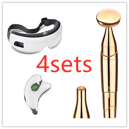 Bluetooth Music Eye Massager Air Pressure Hot Compress Dark Circles Eye Care Women dealsniper-net Pearl White 4sets