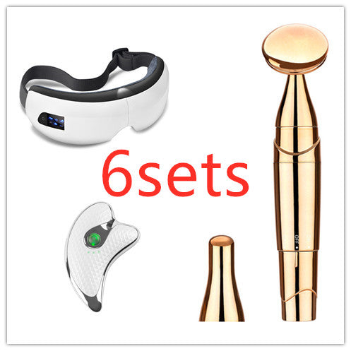 Bluetooth Music Eye Massager Air Pressure Hot Compress Dark Circles Eye Care Women dealsniper-net Pearl White 6sets