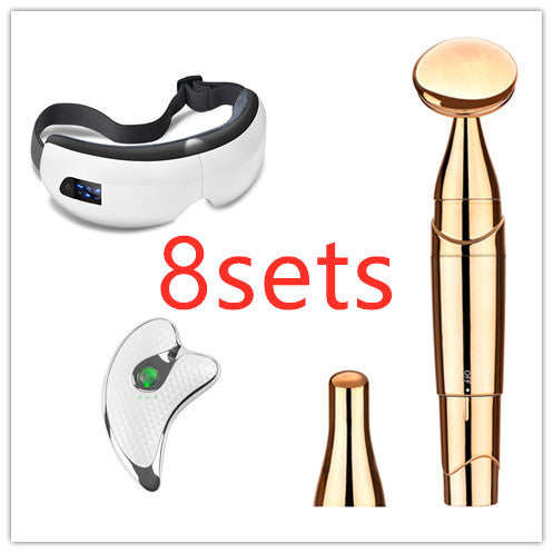 Bluetooth Music Eye Massager Air Pressure Hot Compress Dark Circles Eye Care Women dealsniper-net Pearl White 8sets