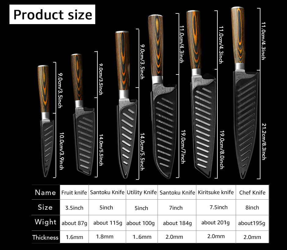Mascus Knife Set, Laser Grain Stainless Steel Kitchen Knife, 6-piece Set Kitchen DealSniper.net