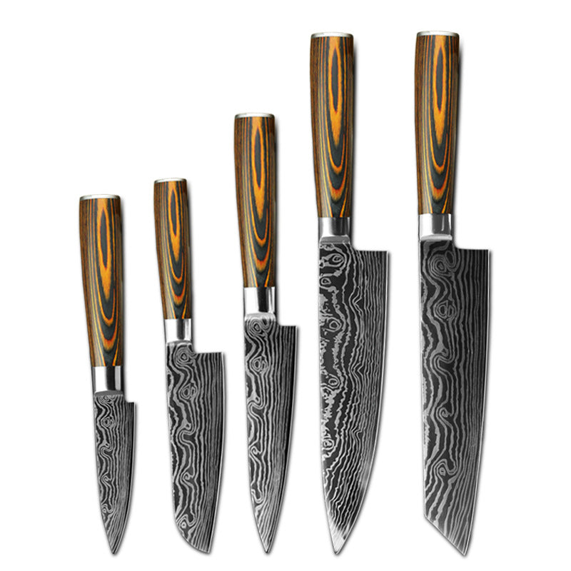 Mascus Knife Set, Laser Grain Stainless Steel Kitchen Knife, 6-piece Set Kitchen DealSniper.net G 5PCS