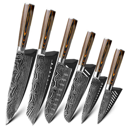 Mascus Knife Set, Laser Grain Stainless Steel Kitchen Knife, 6-piece Set Kitchen DealSniper.net H 6PCS