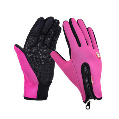 Winter Gloves Touch Screen Riding Motorcycle Sliding Waterproof Sports Gloves With Fleece Men dealsniper-net Rose red L