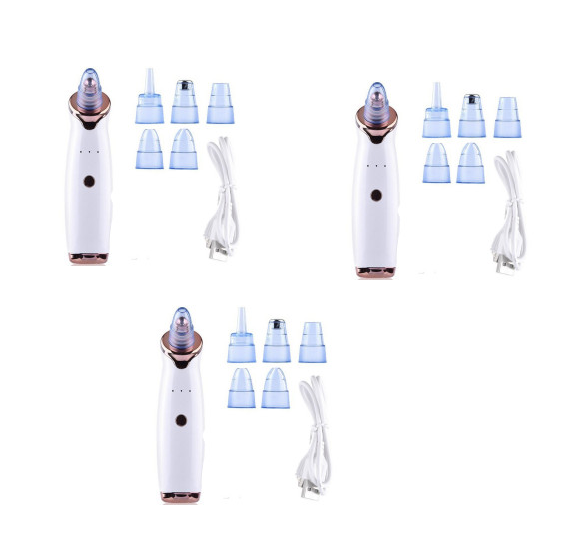 Blackhead Instrument Electric Suction Facial Washing Instrument Beauty Acne Cleaning Blackhead Suction Instrument Health dealsniper-net White 3pcs