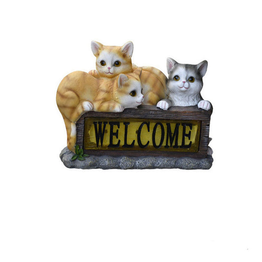 Cute Realistic Resin Animal Cat Solar Light Garden Decoration Home Decor DealSniper.net Multicolor