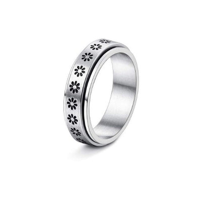 Stainless Steel Rotatable Spinner Ring Moon Stars Relieve Anxiety Rings Jewelry dealsniper-net 6style Number10