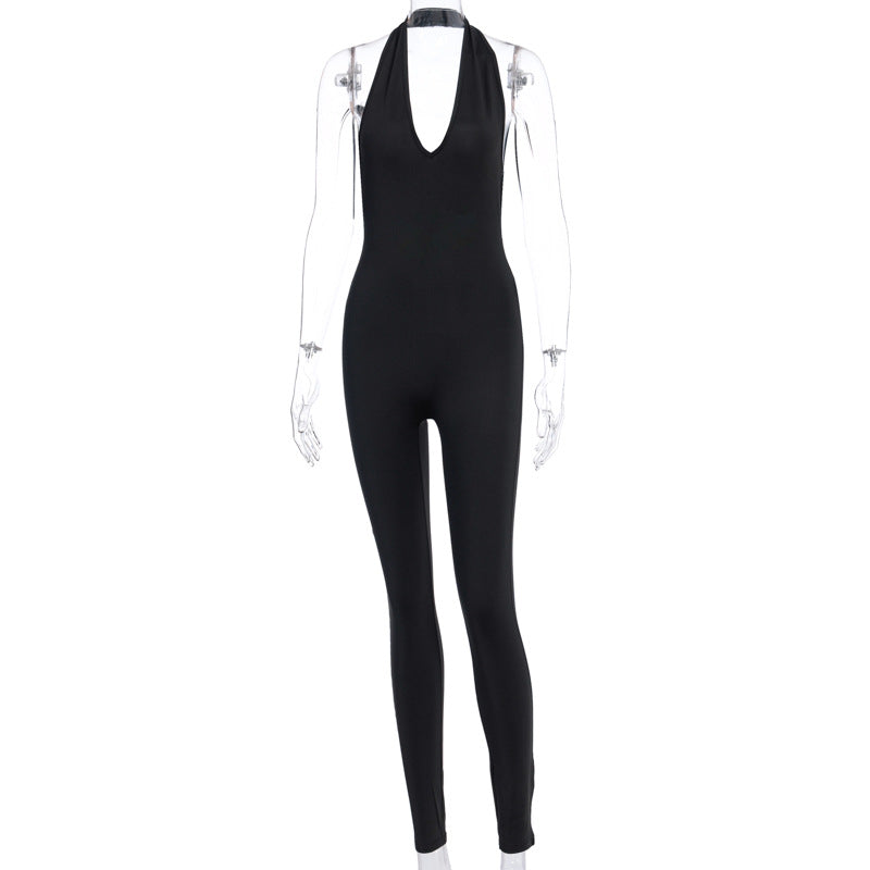 Sports long jumpsuit Women dealsniper-net Black L