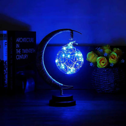 Led Moon Light Wrought Iron Ornament Light Star Shape Home Decor dealsniper-net Blue Battery models A Round ball