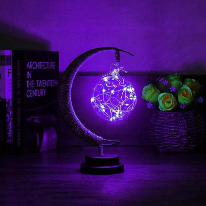 Led Moon Light Wrought Iron Ornament Light Star Shape Home Decor dealsniper-net Purple Battery models A Round ball