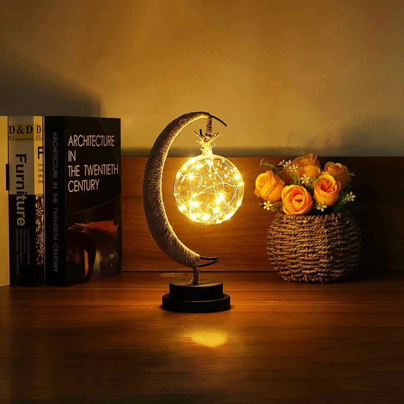 Led Moon Light Wrought Iron Ornament Light Star Shape Home Decor dealsniper-net Warm White Battery models A Round ball