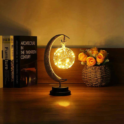 Led Moon Light Wrought Iron Ornament Light Star Shape Home Decor dealsniper-net Warm White Battery models A Round ball