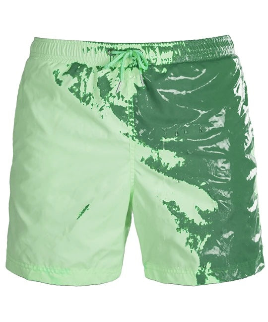 Discoloration In Water Beach Sports Fitness Shorts Quick-Drying Swimming Trunks Temperature Change Men dealsniper-net Mint green 2XL