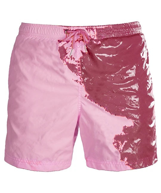 Discoloration In Water Beach Sports Fitness Shorts Quick-Drying Swimming Trunks Temperature Change Men dealsniper-net Gradient pink 2XL