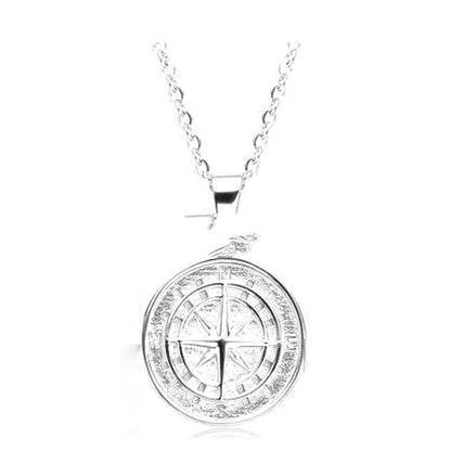 Compass Pendant & Croos Jewelry dealsniper-net Steel color