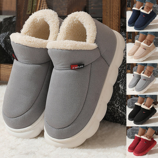 Winter Plush Cotton Shoes Women Men Warm Suede House