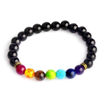 Handmade Black Lava Seven Chakra Healing Balance Beaded Bracelet Jewelry dealsniper-net A