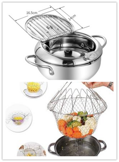 Stainless Steel Telescopic Folding Basket Frying Basket