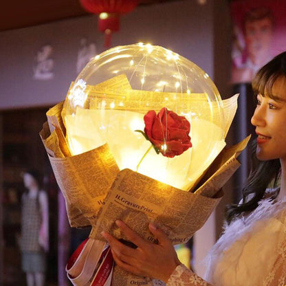 LED Luminous Balloon Rose Bouquet Transparent Bobo Ball Rose Deals dealsniper-net