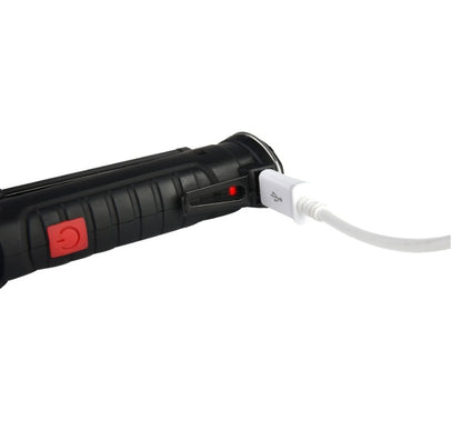 COB LED Tactical Flashlight USB Rechargeable Torch Work Light Outdoor DealSniper.net