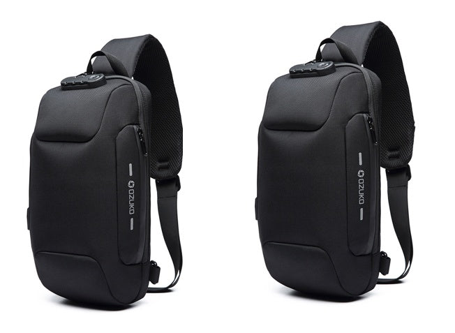 Multifunctional Shoulder Bag Anti-Theft Waterproof Chest Bag USB Men DealSniper.net Black2pcs