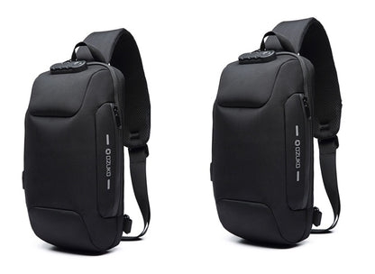 Multifunctional Shoulder Bag Anti-Theft Waterproof Chest Bag USB Men DealSniper.net Black2pcs
