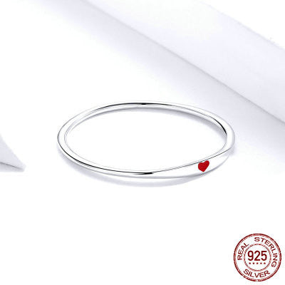 925 Sterling Silver Round Circle Pure Finger Ring Simple Heart Engrave Rings Jewelry dealsniper-net