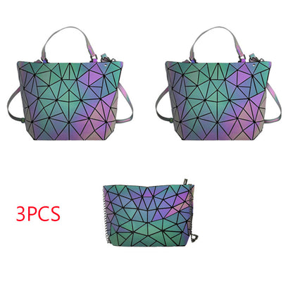 Luminous Makeup Bag Lattice Design Geometric Bag Women dealsniper-net N