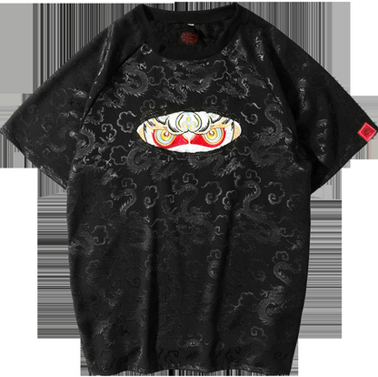 Embroidered Sun Wukong Retro Dragon T-Shirt Men DealSniper.net