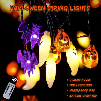 LED Halloween Pumpkin Spider Bat Skull String Light Lamp Garden dealsniper-net