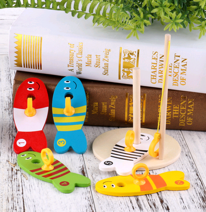 Children's educational creative fishing toys wooden