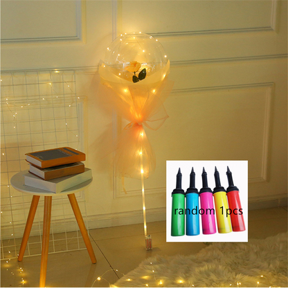 LED Luminous Balloon Rose Bouquet Transparent Bobo Ball Rose Deals dealsniper-net Champagne rose And pump