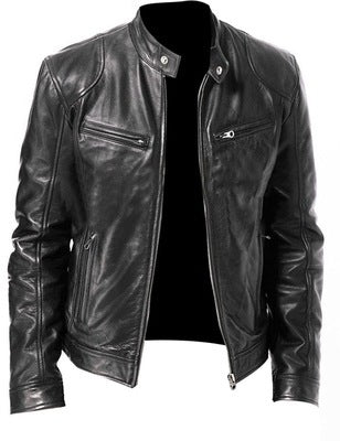 PU Leather Jacket Slim Leather Jacket Men dealsniper-net