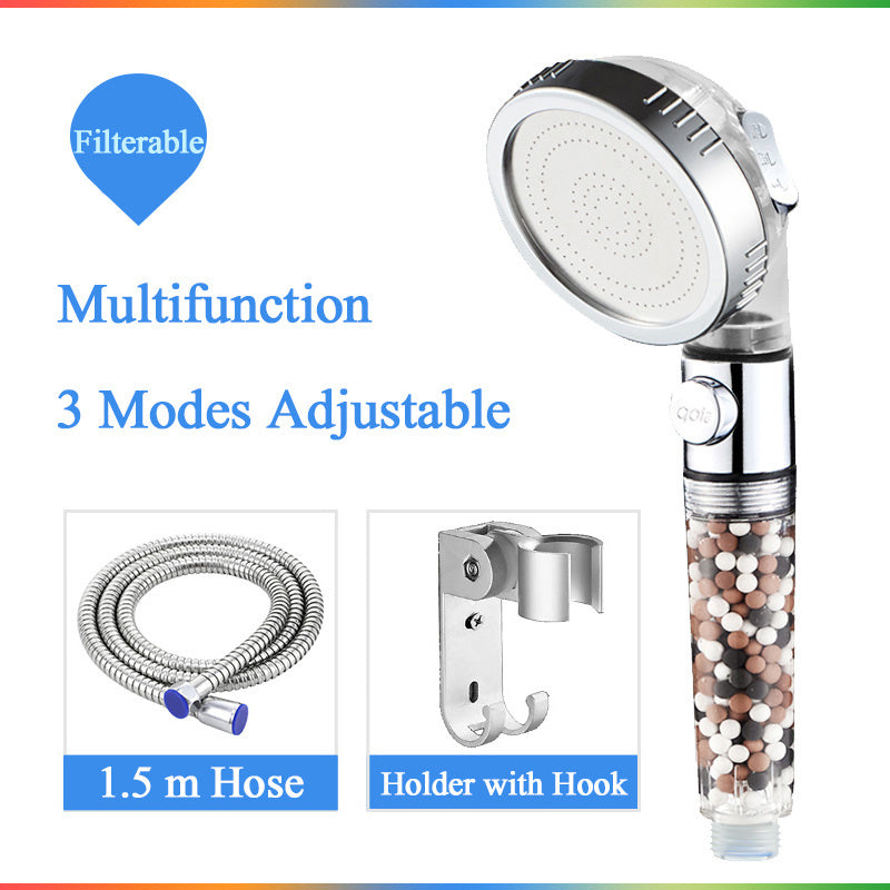 Household Negative Ion Pressurized Shower Head Kitchen dealsniper-net Head and 1.5m tube base