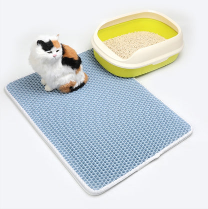 Pet Cat Litter Mat Pet Supplies EVA Double Cat Litter Mat Pets Gym From House Light blue L