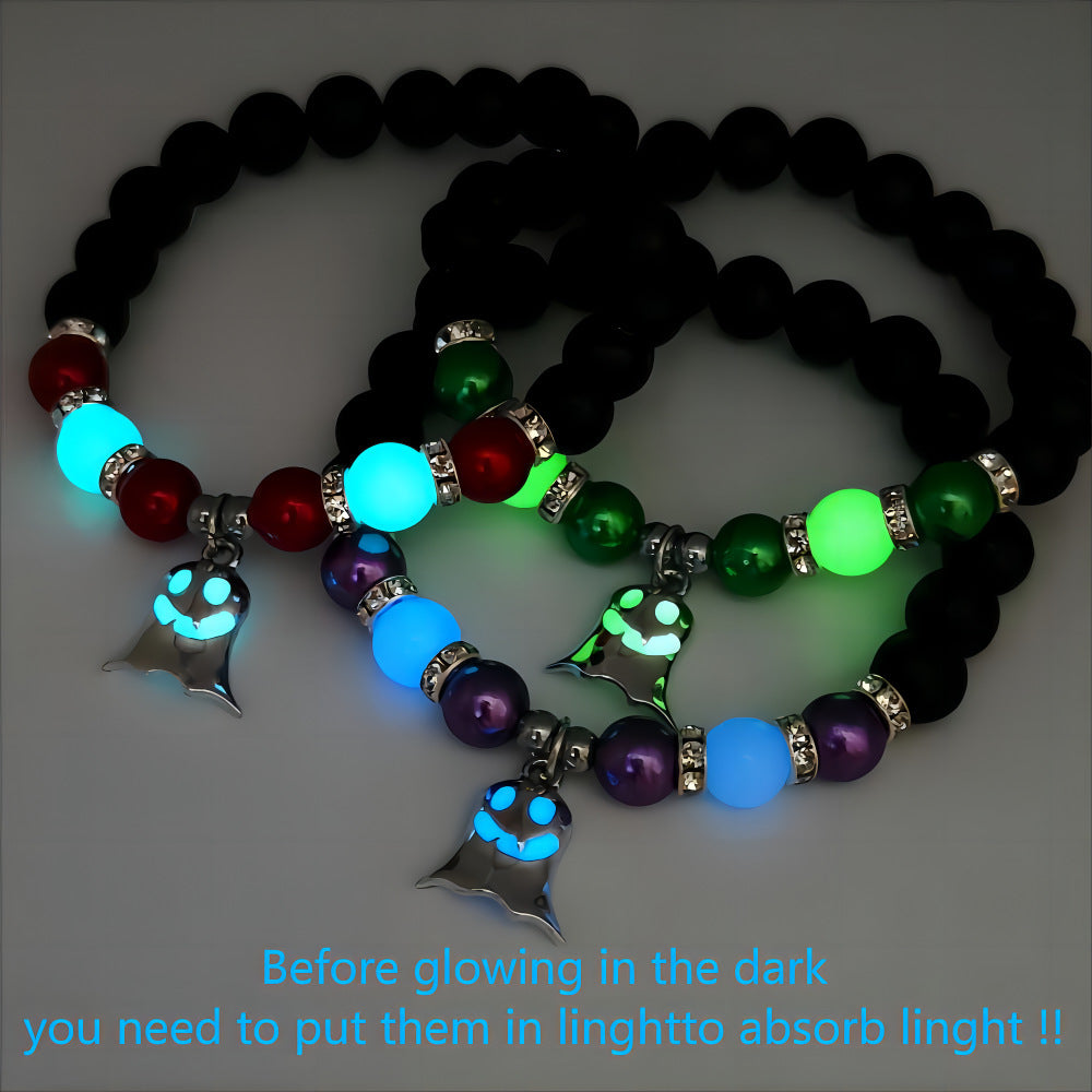 Halloween Gift Luminous Little Ghost Natural Volcano Bracelet Jewelry dealsniper-net