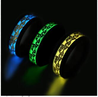 Chinese national dragon pattern blue ring fluorescent ring male Jewelry dealsniper-net