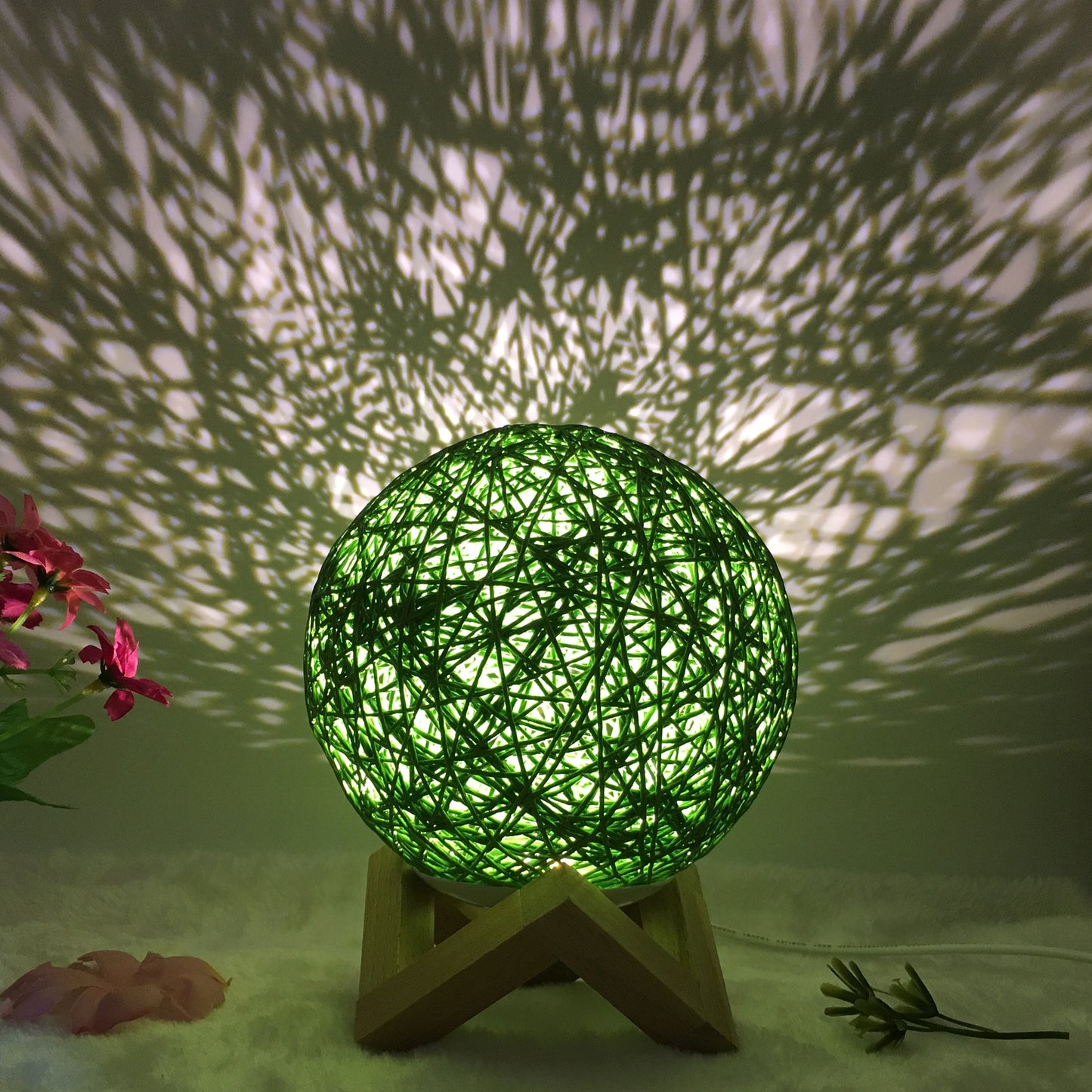 Creative Linen Table Lamp Novel and Unique LED Intelligent Home Decor Gym From House Green shelf Button 15cm