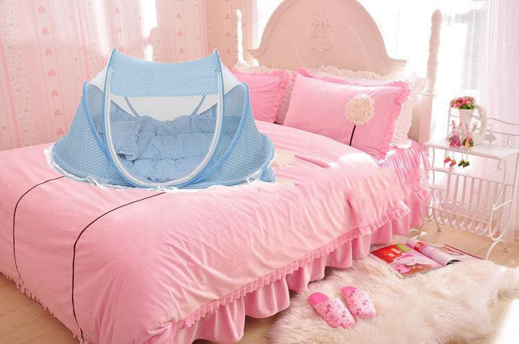 Foldable Baby Bed Net With Pillow Net 2pieces Set Kids DealSniper.net