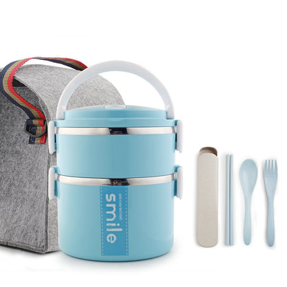 Stainless Steel Lunch Box Kitchen dealsniper-net Blue 2 layers + bag