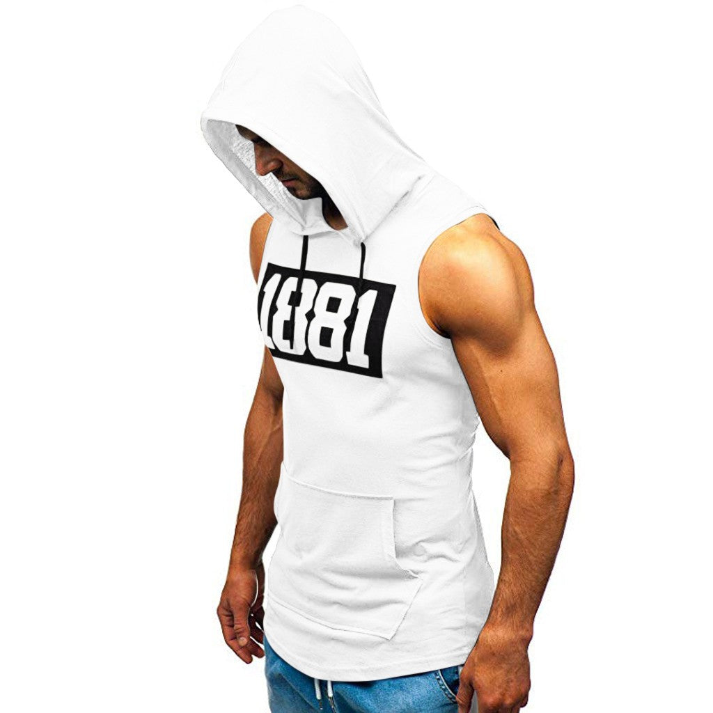 Men's Sleeveless Vest Letter Printed Hoodie Sports Tops Men dealsniper-net