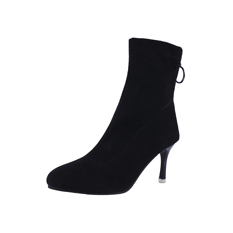 women winter Ankle High new elastic boots Women Gym From House Black fine heel 35
