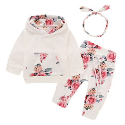 Children's hood printing suit Kids DealSniper.net White 100cm
