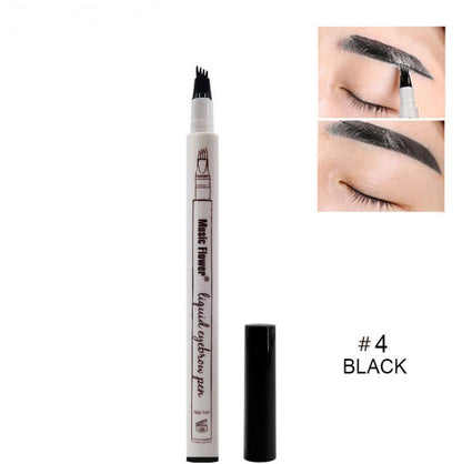 Waterproof Natural Eyebrow Pen Four-claw Eye Brow Tint Beauty dealsniper-net Black