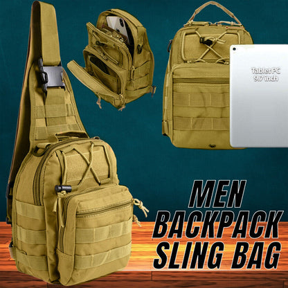 Mens Backpack Waterproof Tactical Sling Chest Pack Shoulder Bag Outdoor Hiking Men DealSniper.net