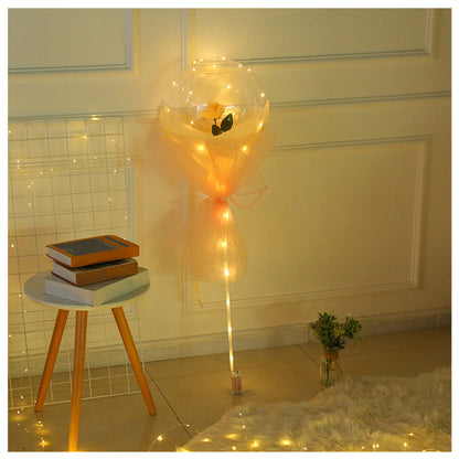 LED Luminous Balloon Rose Bouquet Transparent Bobo Ball Rose Deals dealsniper-net Champagne rose