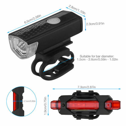 USB Rechargeable LED Bicycle Headlight Bike Head Light Cycling Rear Outdoor dealsniper-net default