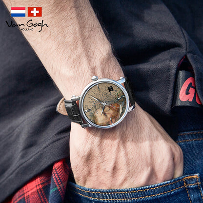 Van Gogh 3D Oil Painting Surface Steel Strap Men's Watch Jewelry DealSniper.net