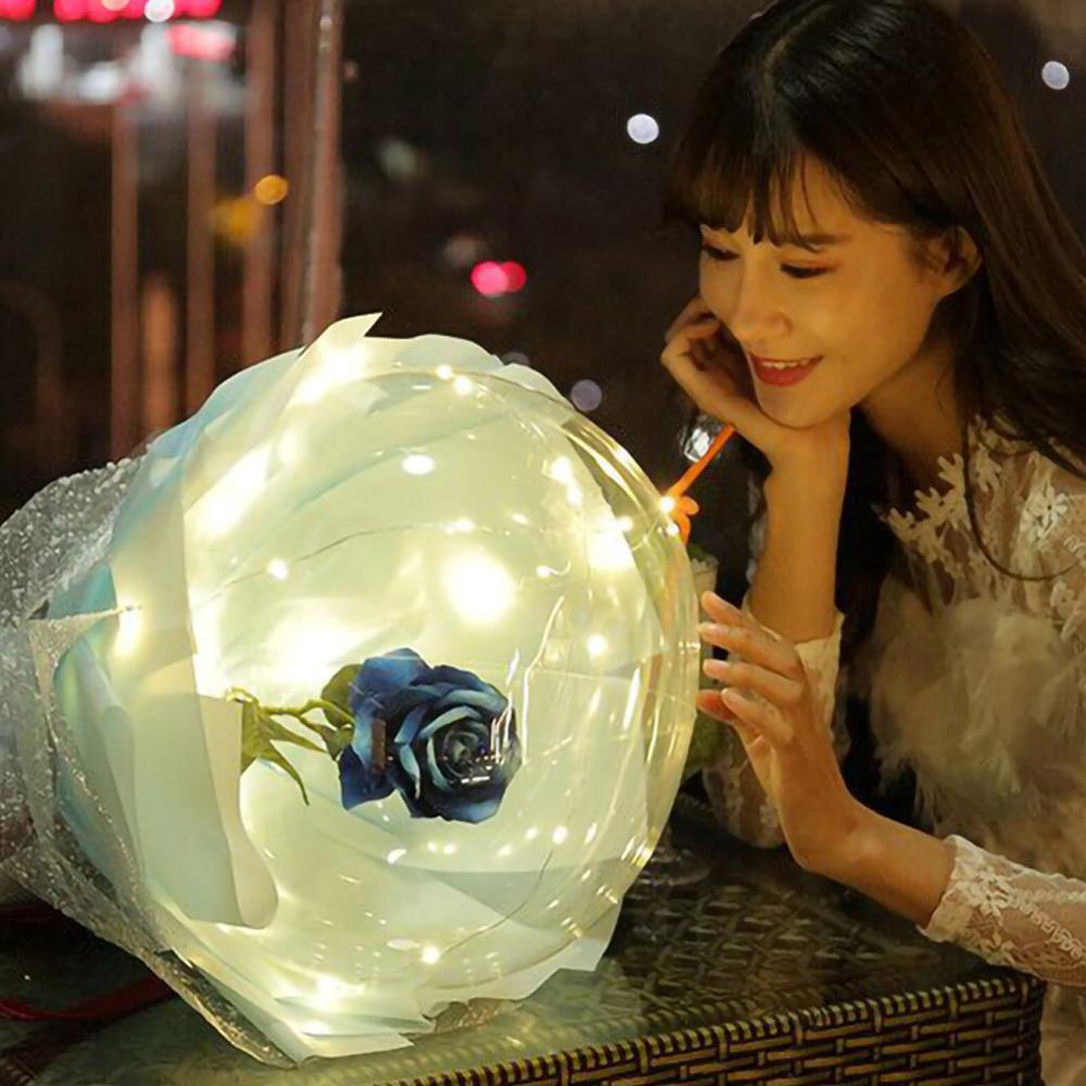 LED Luminous Balloon Rose Bouquet Transparent Bobo Ball Rose Deals dealsniper-net