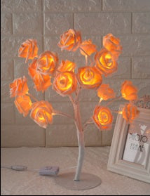 LED Tree Lamp Rose Small Tree Lamp Modeling Lamp Table Lamp Home Decor dealsniper-net White orange EU