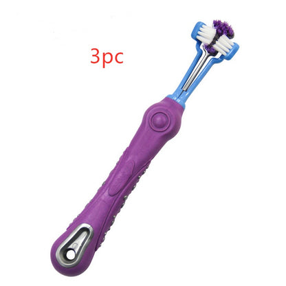 Three Sided Pet Toothbrush Dog Brush Bad Breath Tartar Teeth Care Pets Gym From House Violet3PC